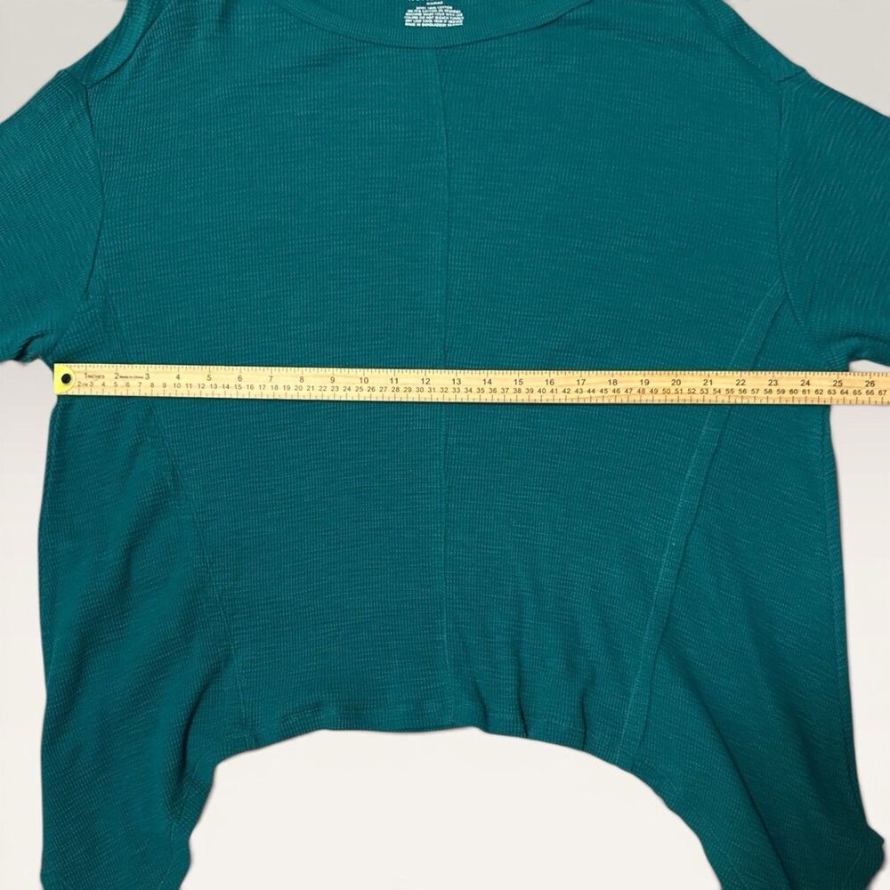 Westbound Teal Waffle Knit Asymmetrical Sharkbite Hem Long Sleeve Top 1X - Picture 5 of 8